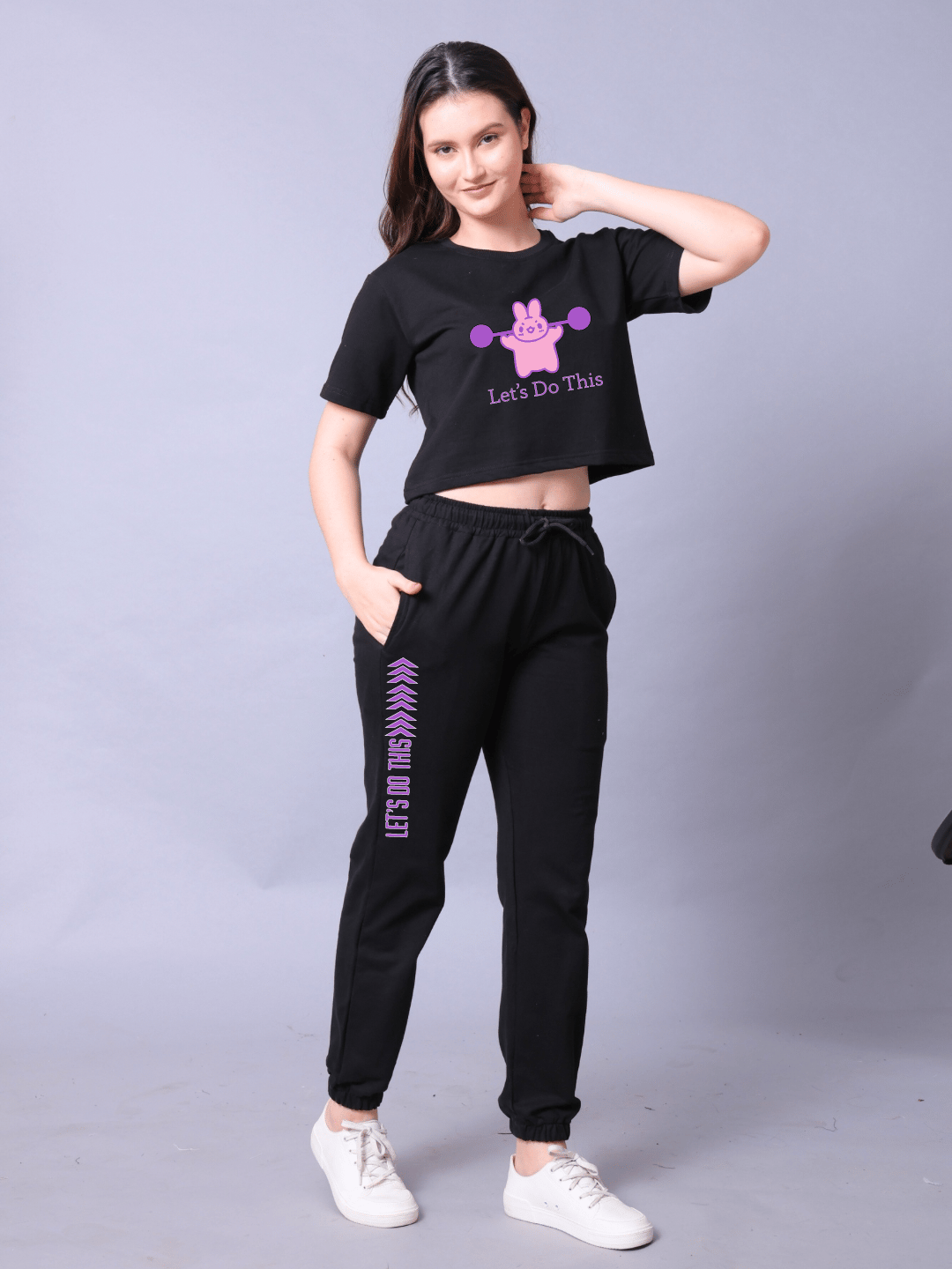 Let's Do This Women Co-Ord Set - Crop Top with Joggers
