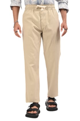 Pristine Cream Linen Blend Straight Fit Trousers-32 / Pristine Cream
