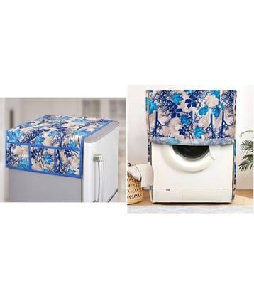 E-Retailer Set of 2 Polyester Blue Washing Machine Cover for Universal Front Load