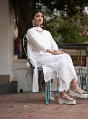 Chanderi silk Chikankari kurta set Chanderi silk Chikankari kurta set