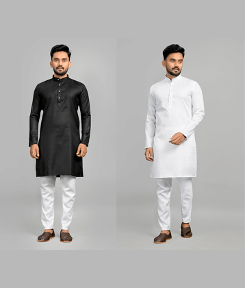 Fashionfricks Muticolor Cotton Blend Men's Regular Kurta ( Pack of 2 )