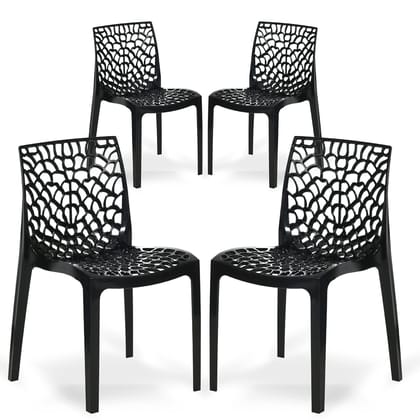 Supreme Furniture Web Plastic Without-Arm Chair Suitable for Home, Office, Garden, Living Room, Cafeteria, Restaurant, Hotel, Resort, Indoor & Outdoor
