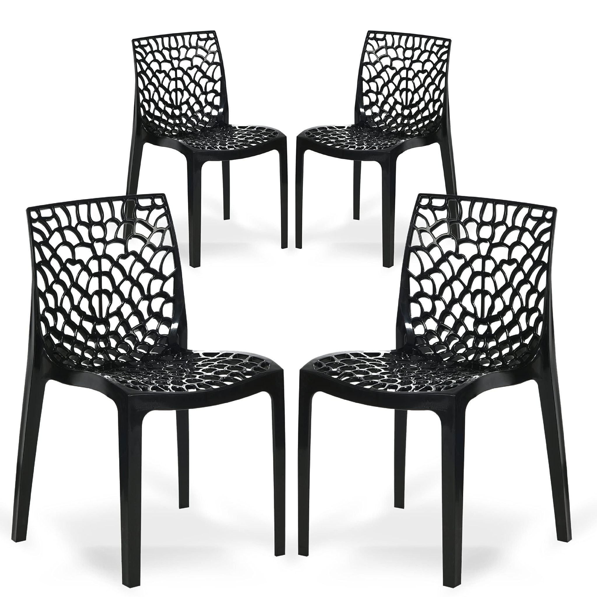 Supreme Furniture Web Plastic Without-Arm Chair Suitable for Home, Office, Garden, Living Room, Cafeteria, Restaurant, Hotel, Resort, Indoor & Outdoor