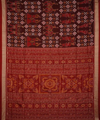 Maroon coffee silk handloom sambalpuri saree