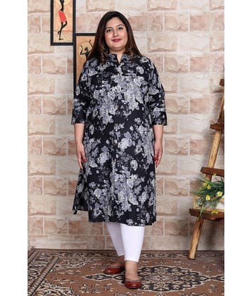 Avnii Cotton Printed Straight Women's Kurti - Black ( Pack of 1 )
