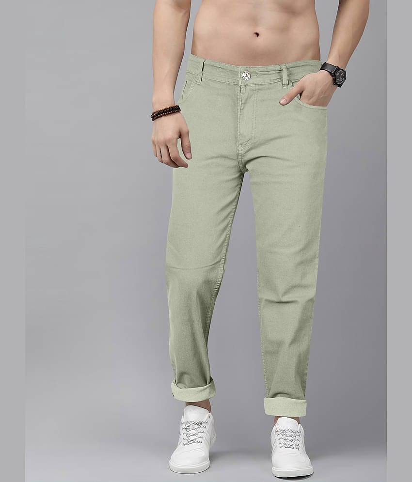 JB JUST BLACK Regular Fit Cuffed Hem Men's Jeans - Green ( Pack of 1 )