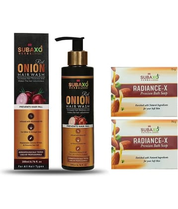 Herbal Red Onion Hair Wash Shampoo 200 Ml & Radiance-X Soap 2 Pc Each 75 G
