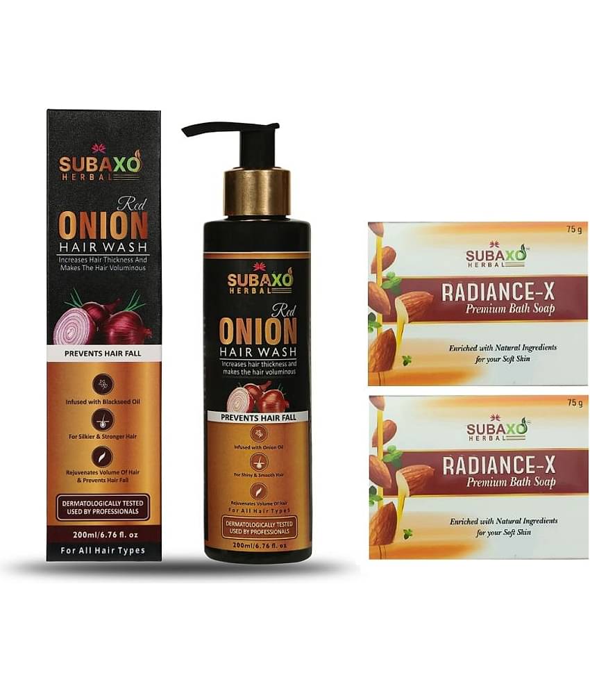 Herbal Red Onion Hair Wash Shampoo 200 Ml & Radiance-X Soap 2 Pc Each 75 G
