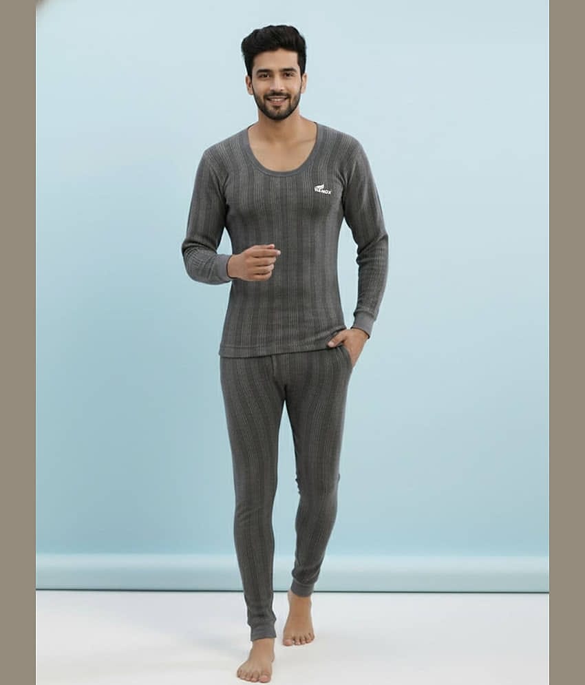 Renox Pack of 1 Polycotton Thermal Sets For Men's ( Grey )