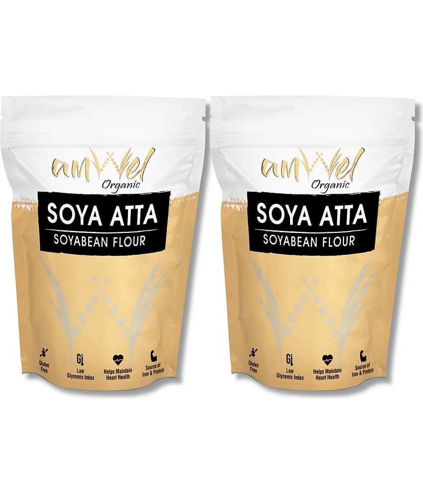 Amwel Soya Atta | Soyabean Flour | High Protein and Fiber Rich  900 gm Pack of 2