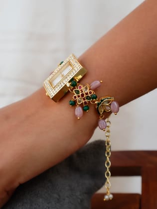 Lopa Multicolored Kundan Wrist Watch-Multicolored