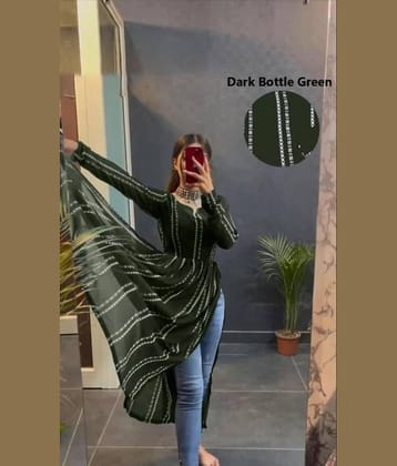 YAGNIK FASHION Women Georgette Self Design Flared Kurti ( Green )