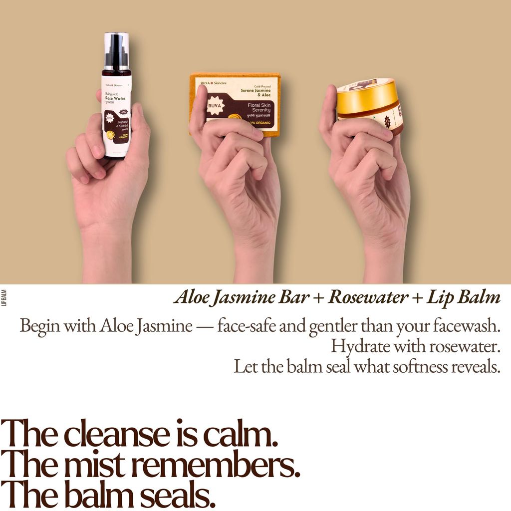 RUVA Soothing Ayurvedic Lip Balm with Natural Pure Damask Rose & Organic Ghee | Nourishing, Herbal Lip Care, Natural Skincare | For All Skin Types - Men & Women