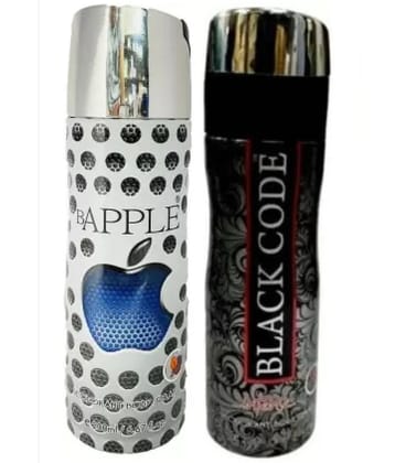 St Louis BAPPLE , BLACK CODE DEODORANT , 200ML EACH , PACK OF 2 Body Spray - For Men & Women