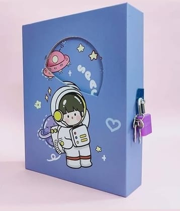 Eclet 1 Cartoon Diary With Lock & Key Box For Boys/Girls Birthday Gifts For Kids A5 Gift Set Ruled Diary any random desingn will send 100 Pages  (Multicolor)