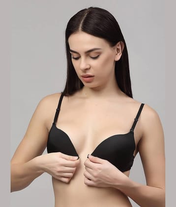 TESMEZY Pack of 1 Nylon Lightly Padded Push Up Bra For Women ( Black )