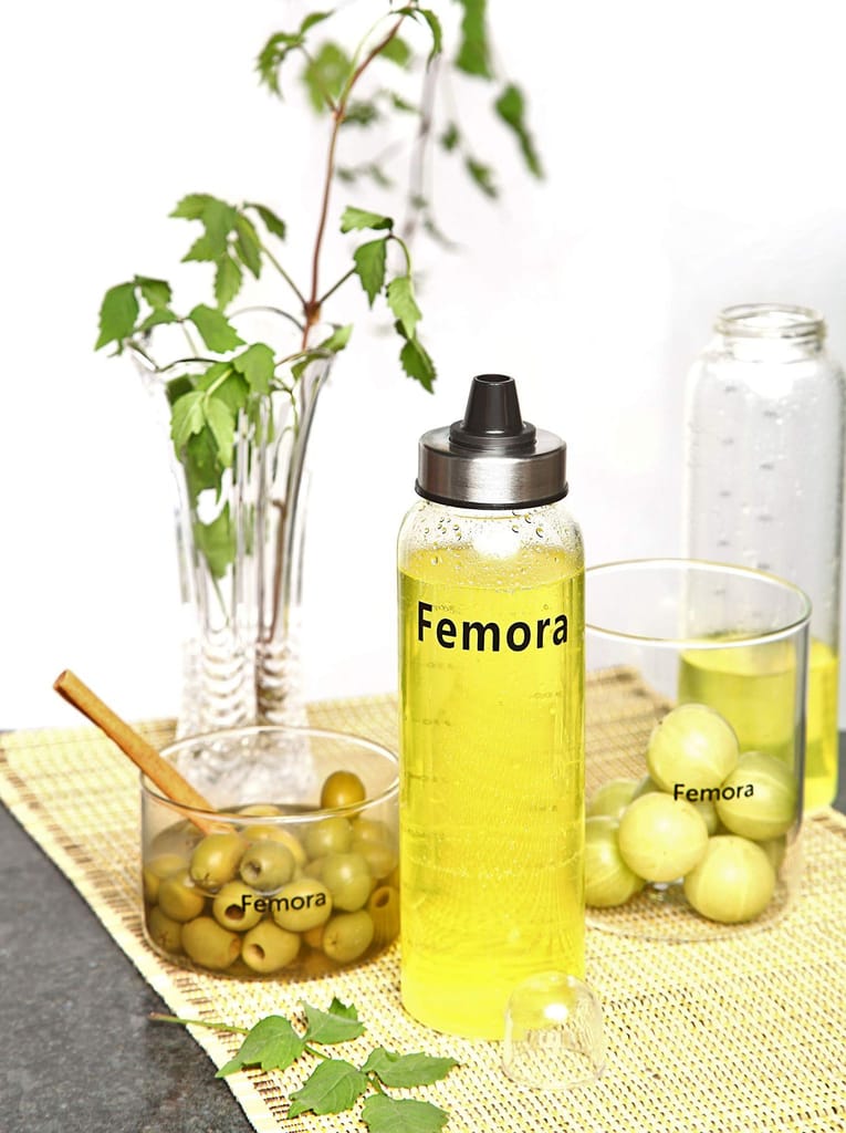 Femora Borosilicate Glass Spice Jar Bottle with Lid, 500Ml, Clear, Free Replacement of Lids