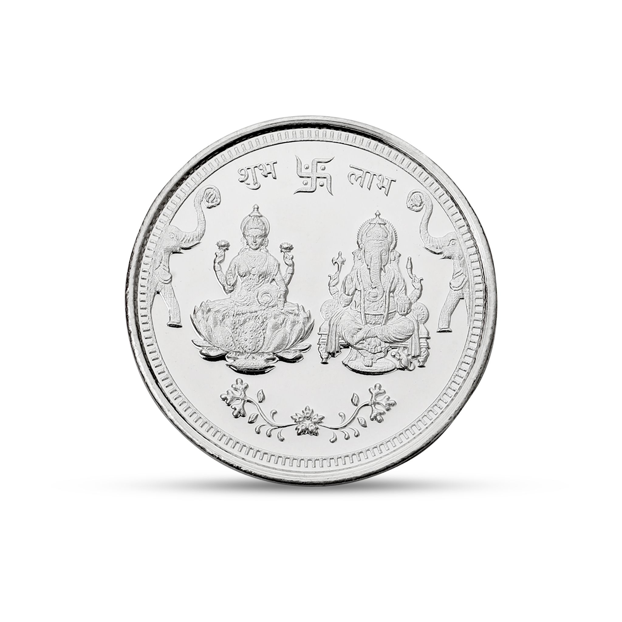 10g Fine Silver 999 Lakshmi Ganesh Coin | Pure Silver Religious Coin | Shubh Labh Design for Diwali पूजा & Gifting I Gift for Mother