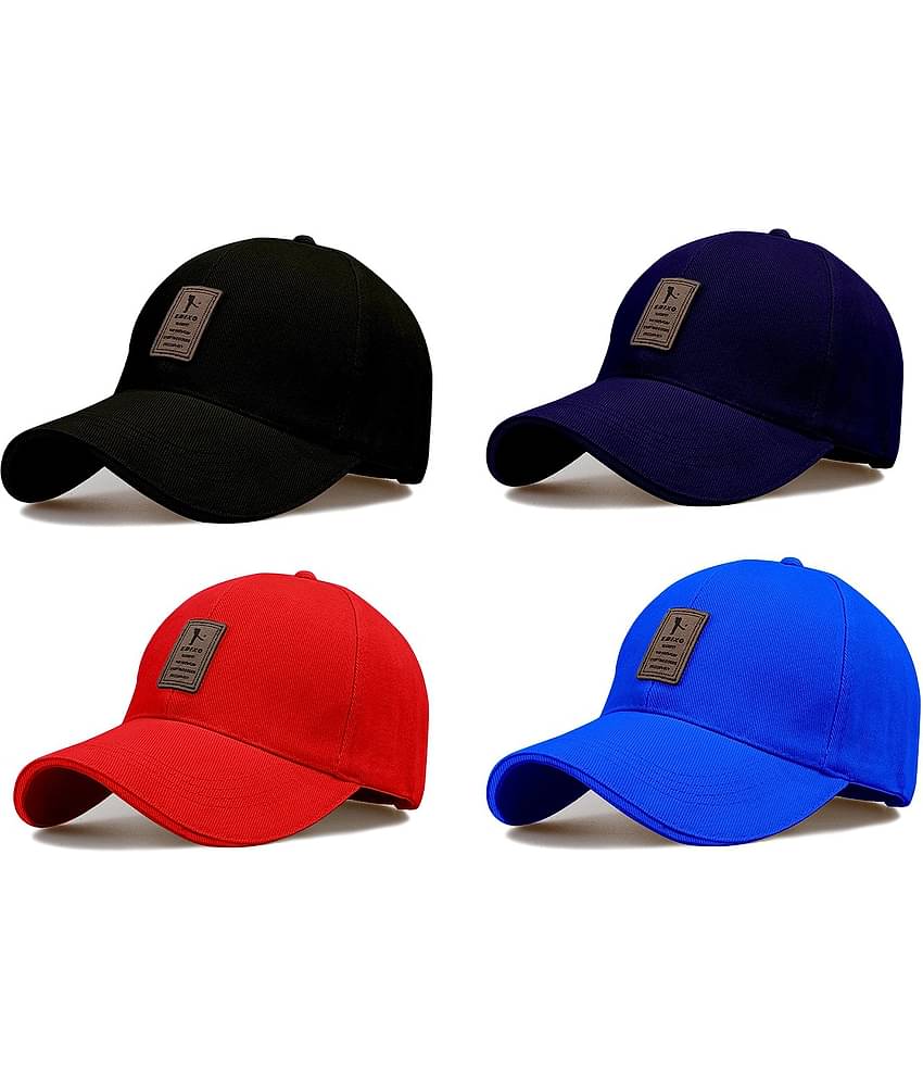 Alamos Pack of 4 Cotton Men's Cap ( Black )