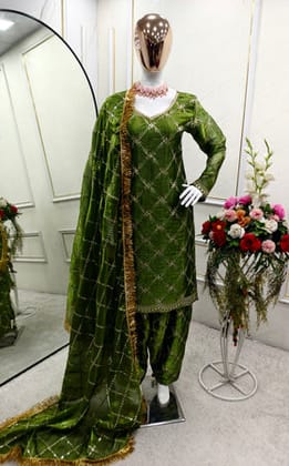 Party Wear Beautiful Top-Patiyala And Dupatta