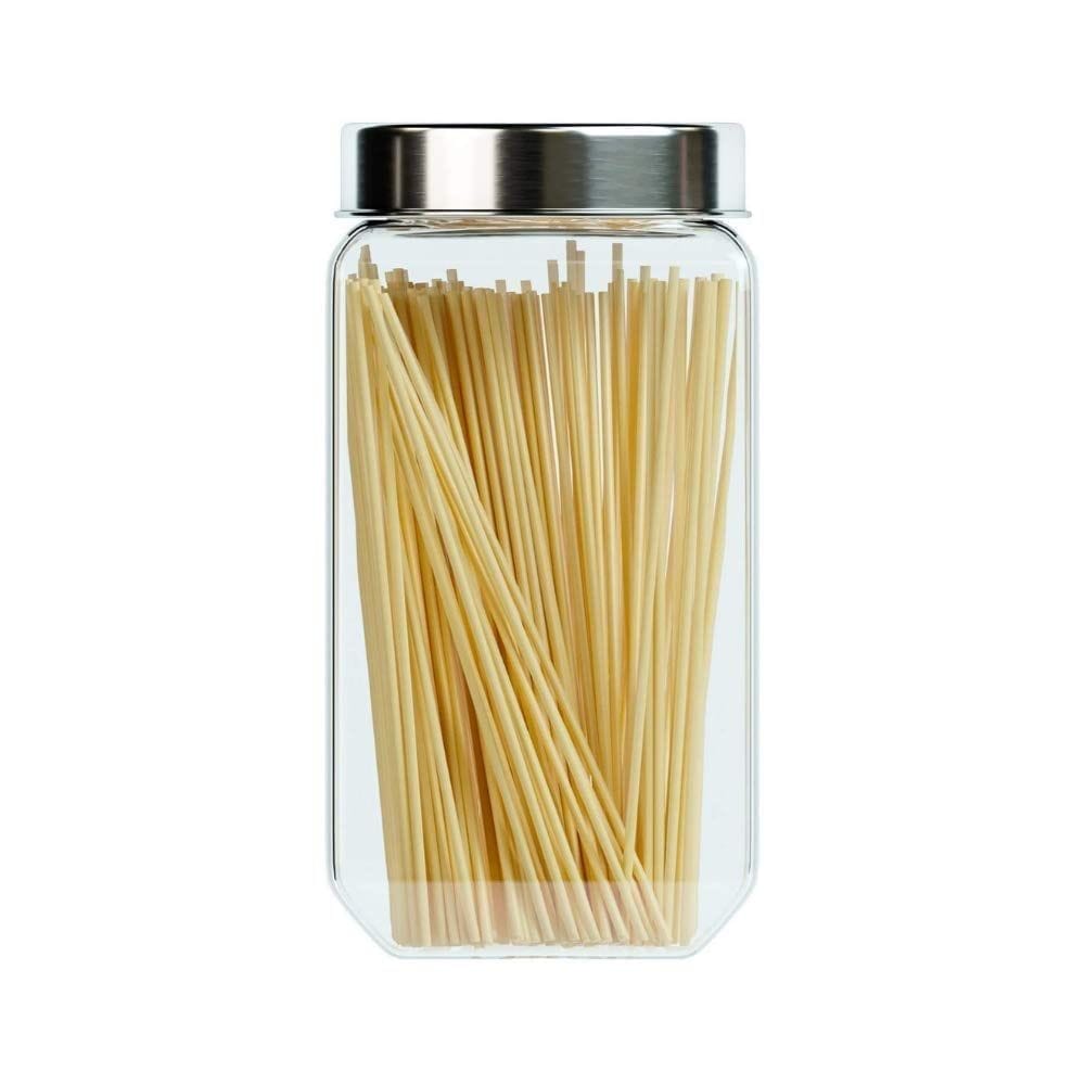 Femora Clear Glass Octo Kitchen Storage Jars, 2000 ml, Free Replacement of Lids