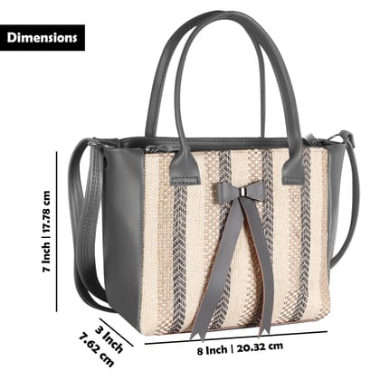 Grey Glamorous Faux Leather Handbag For Women And Girls HB24