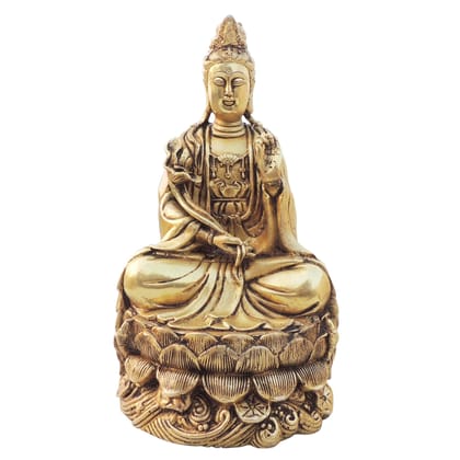 Brass Buddha God Statue - Handcrafted Spiritual Showpiece, Height : 11 Inch (BSMAS1651 E)
