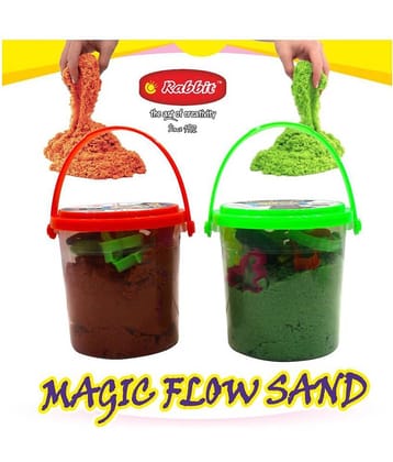 2 Sand Bucket 500 gms| Sand Play toy|Kids playing with Sand|Outdoor and Indoor Play Sand Kit|Sand toy| Perfect Creative products for Kids Boys Girls|Combo Pack Contains 2 Sand Bucket with 10 Sand toys each + 1 ROLLER & Cutter| sand clay with moulds|