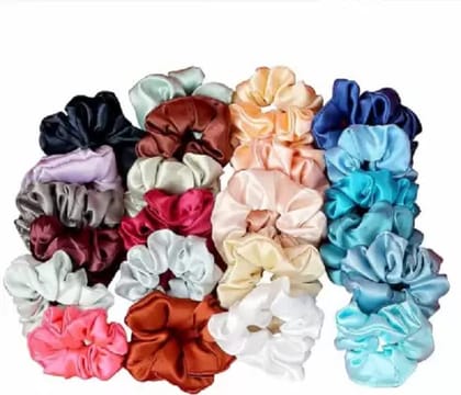 Elecsera Luxury Satin Scrunchies Pastel colors,Anti-Hair-Breakage, Hair Ties Rubber Band Set of 24 (Multicolor)
