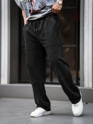 Optic Acid Wash Black Baggy Fit Pant-M