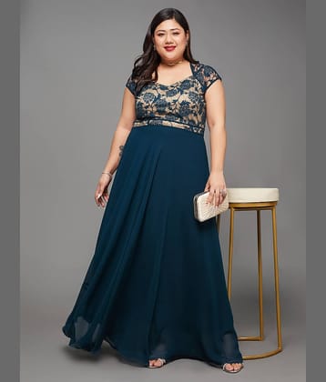 Miss Chase A+ Women Georgette Printed Fit & Flare Dress ( Black )