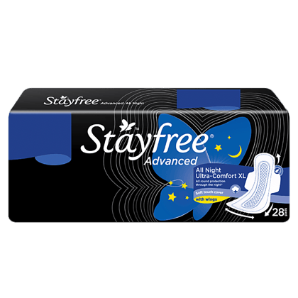 Stayfree Advanced All Night Xl- Sanitary Pads For Women, 28 Pcs