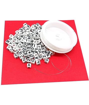 PRANSUNITA Plastic 200 Pcs Alphabet Letter Beads for Jewelry Making ( Pack of 1 )