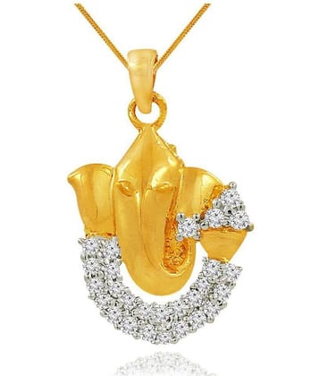 Spargz Temple Daily Wear Spiritual Brass Gold Cubic Zircon Pendant