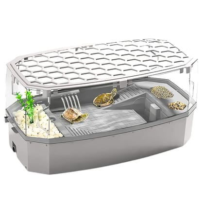 Turtle Tank Includes Accessories with Pump & Water Filter-Large / white