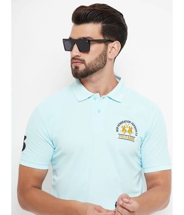 renuovo Pack of 1 Cotton Blend Regular Fit Solid Half Sleeves Men's Polo T Shirt ( Aqua )