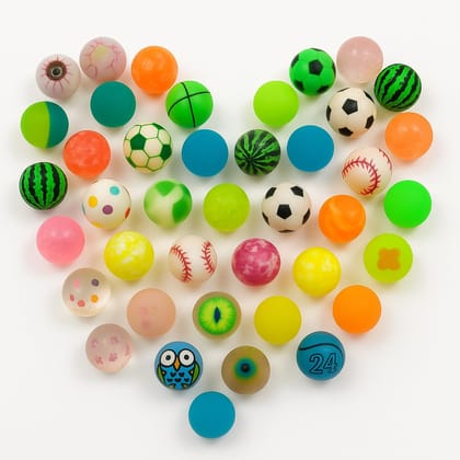 Special Unique Jumping Balls (16 Pieces) � Small Size � 24 mm Diameter � Colorful High-Bounce Rubber Balls � Multi-Design Crazy Bouncy Balls for Entertainment � Indoor/Outdoor Play & Cat