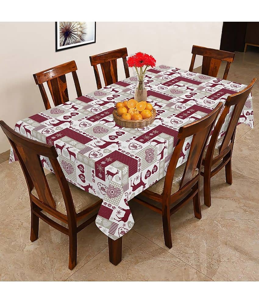 Oasis Hometex Printed Cotton 6 Seater Rectangle Table Cover ( 178 x 152 ) cm Pack of 1 Multi