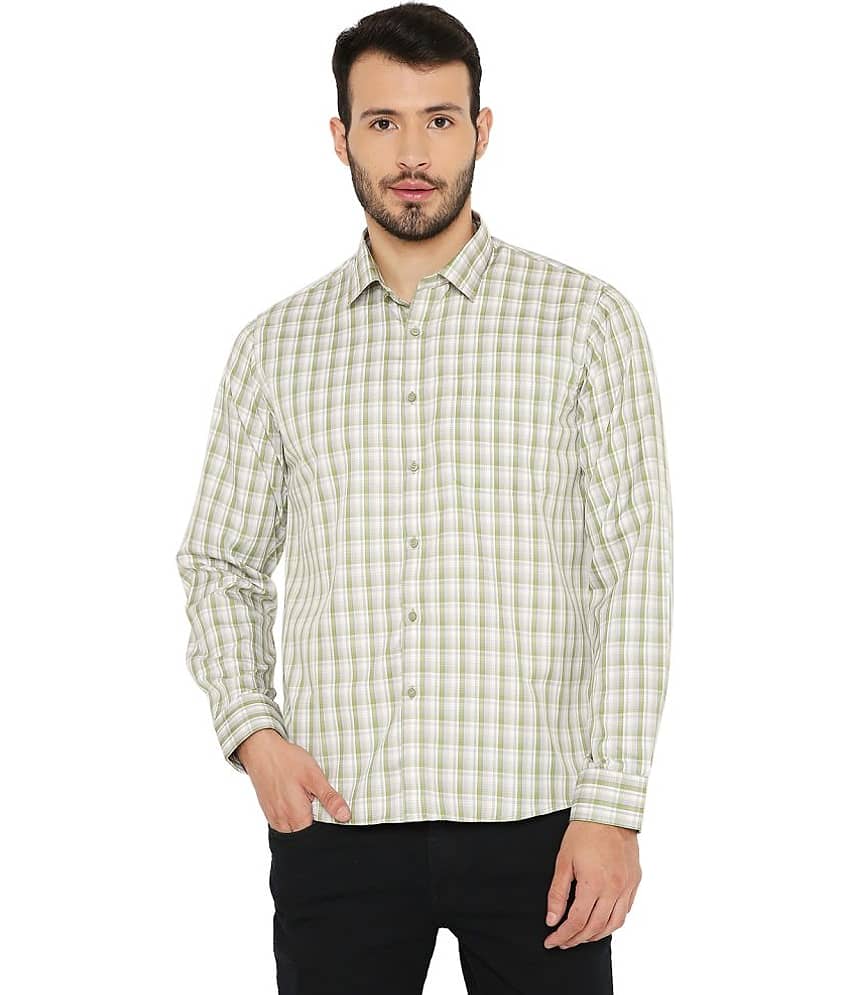 Maharaja - Green Cotton Blend Slim Fit Men's Formal Shirt ( Pack of 1 )