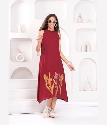 JC4U Women Rayon Self Design Fit & Flare Dress ( Green )