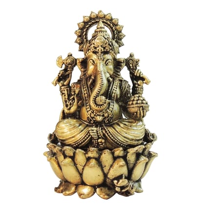 Brass Ganesh Ji Idol – Handmade Lord Ganesha Murti, Height : 4.3 Inch (BSMAS1828 G)