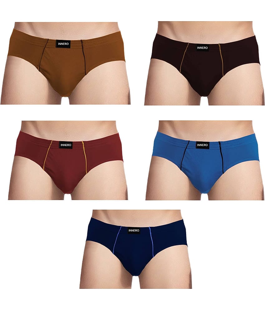 INNERO Pack of 5 Cotton Briefs For Men's ( Multicolor )
