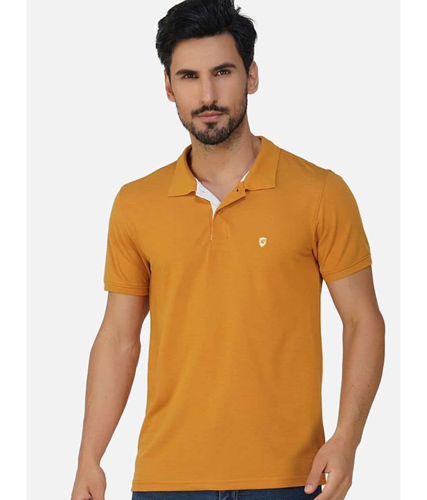XFOX Pack of 1 Cotton Blend Regular Fit Solid Half Sleeves Men's Polo T Shirt ( Gold )