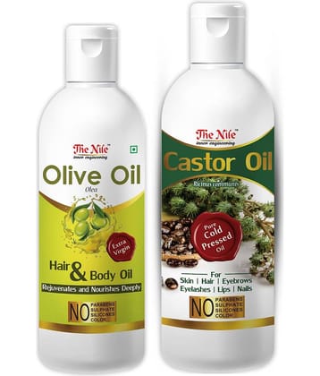 The Nile Olive Oil 100 ML + Castor Oil 200 ML Hair Oils 300 mL Pack of 2