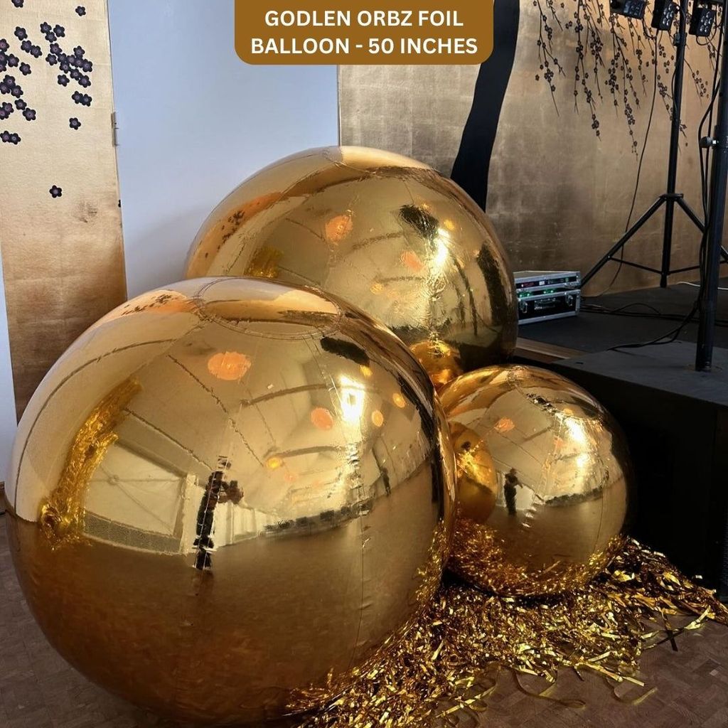 Large Mirror Balls Godlen Orbz Foil Balloon - 50 inches - Party and Festive Needs | Buy online on ZillyBuy