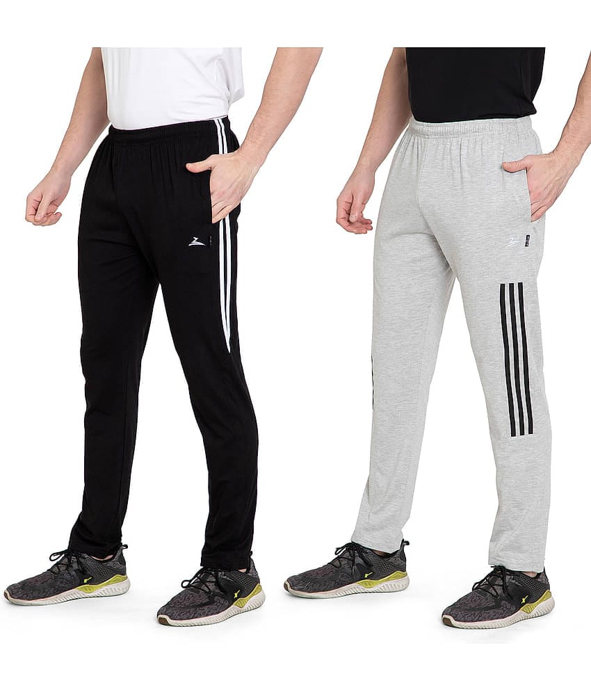 Zeffit Solid Men Black, Grey Track Pants (Pack Of 2 )