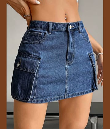 Shine n Show Blue Denim Women's A-Line Skirt ( Pack of 1 )