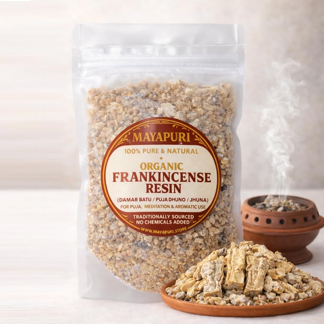MAYAPURI 100% Pure & Natural Frankincense Resin, Damar Batu (Puja Dhuno - Jhuna) 50 Grams