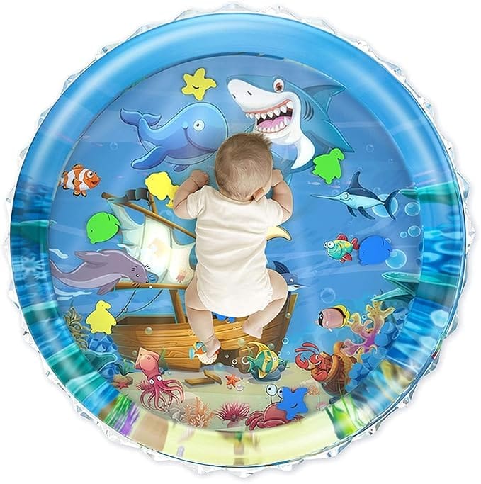 Infant Toy Gift Activity Play Mat,Baby Infant Toddlers Inflatable Water Floor Mat Children Growth Activity Tool Tummy Time Baby Water Mat Toy For Newborn Baby Boy Girl Round Mat,Multicolor