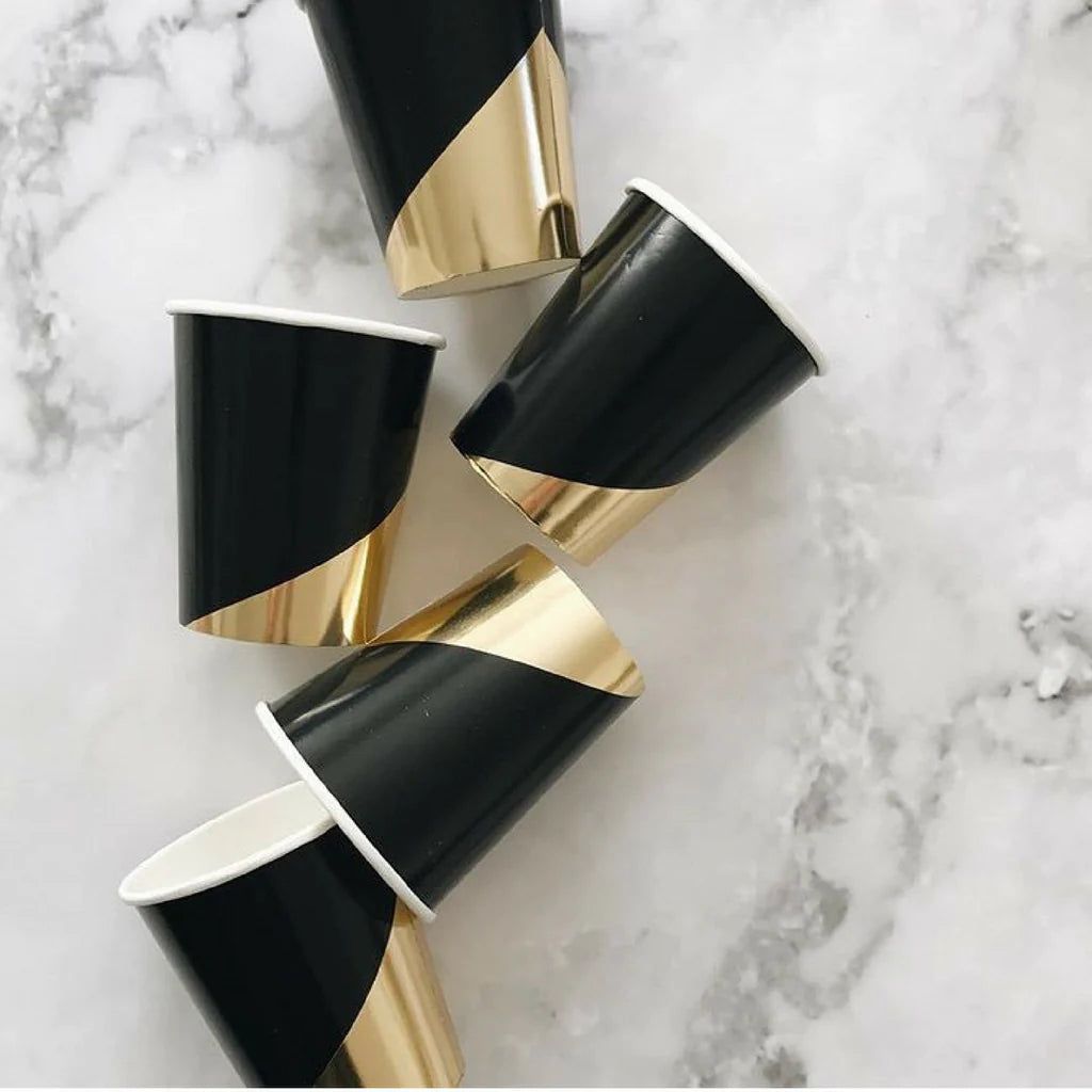 Paper Cups Black Gold - 10PC - Party and Festive Needs | Buy online on ZillyBuy